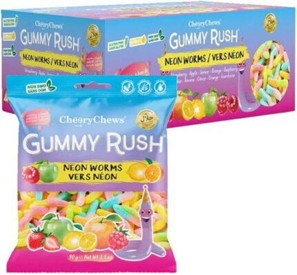 Gummy Rush Neon Worms 90G x 12