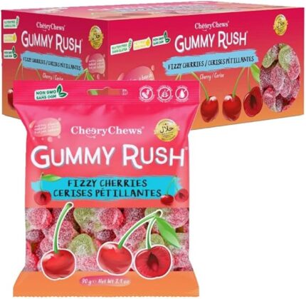 Gummy Rush Fizzy Cherries 90G x 12