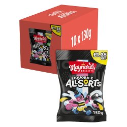 Maynards Bassetts Liquorice Allsorts Sweets Bag 130g x 10