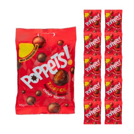 Poppets Milk Choc Coated Chewy Toffee 95g x 10