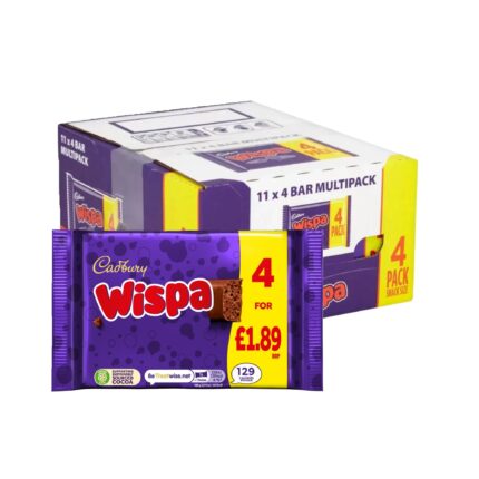 Cadbury Wispa Chocolate Bar 4 Pack Multipack 94.8g x 11