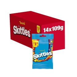 Skittles Vegan Chewy Sweets Tropical Fruit Flavoured Treat Bag 109g x 14