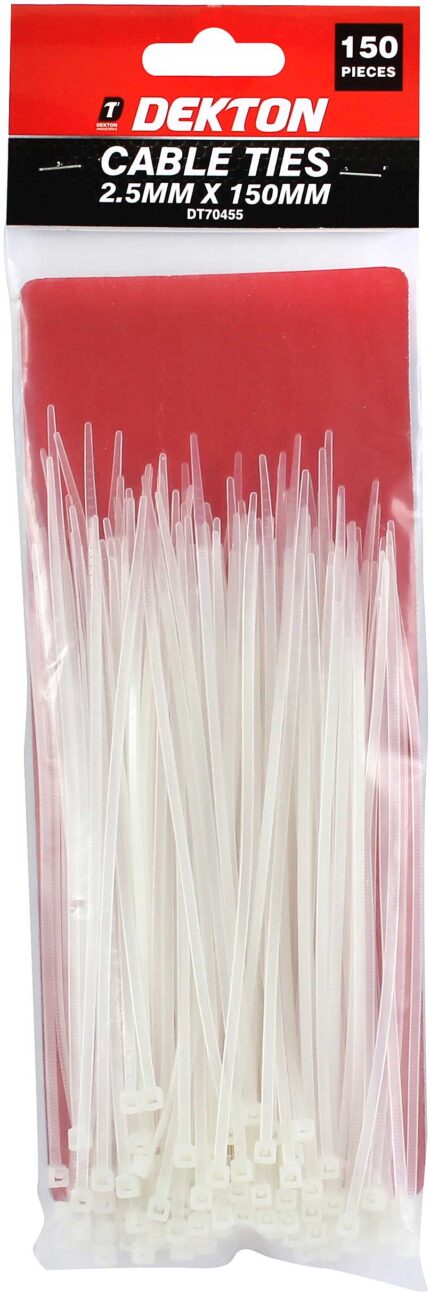 DEKTON CABLE TIES WHITE 2.55MM X 150MM