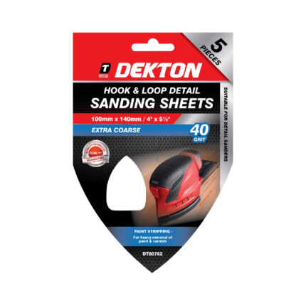 DEKTON 100MM X 140MM HOOK & LOOP DETAIL SANDING SHEETS 40 GRIT