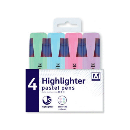 PASTEL HIGHLIGHTER PENS ASSORTED COLOURS 4 PACK