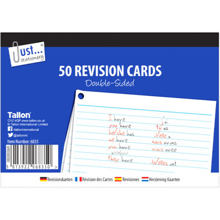 JUST STATIONERY DOUBLE-SIDED REVISION CARDS 50 PACK