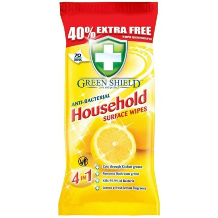 GREENSHIELD HOUSEHOLD ANTI-BACTERIAL WIPES 70 SHEETS